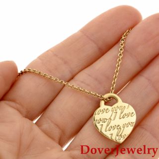 Tiffany & Co.  18K Yellow Gold ' I Love You ' Heart Pendant NR 5