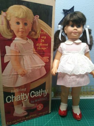 Chatty Cathy Doll Mattel Mib Vintage Brunette Pigtails,  Talks Perfect