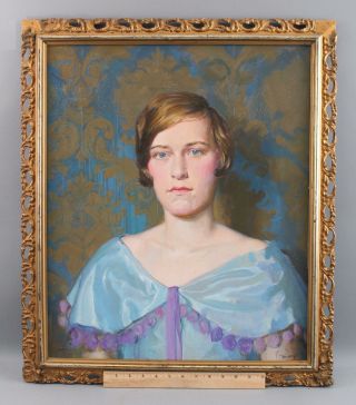 Antique Charles Bittinger American Portrait Oil Painting,  Elizabeth Dwinnell