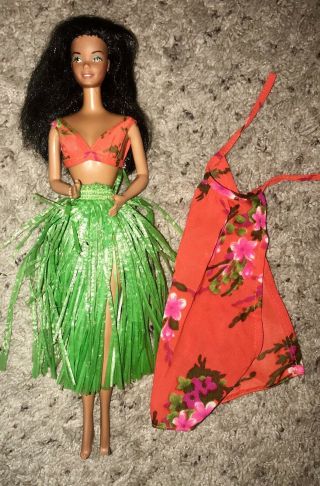 Rare Htf Vintage Hawaiin Superstar Barbie Doll From Europe And Canada Raven Hair
