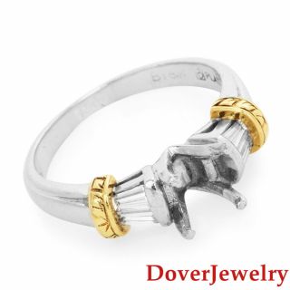 Modern Diamond Platinum 18k Yellow Gold Engagement Mounting Ring 5.  6 Grams Nr
