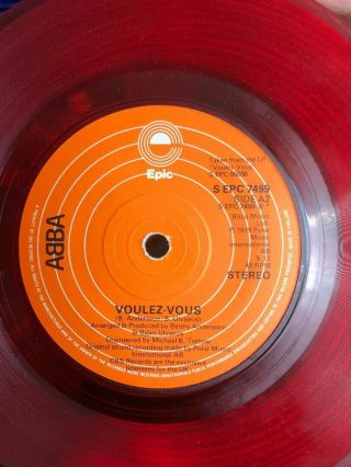 Rare ABBA red vinyl Record.  rare 1979 Test Pressing single.  Angel eyes. 3