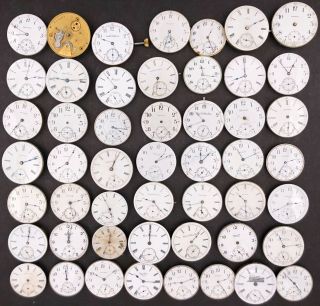 50 Antique Pocket Watch Movements 18s Part/repair Illinois Waltham Elgin Hampden