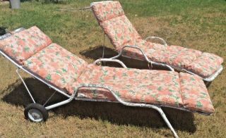 Vintage Pair Metal Aluminum Chaise Lounge Chair Lawn Patio Furniture Woodard?