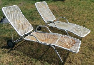 Vintage pair Metal Aluminum Chaise Lounge Chair Lawn patio furniture woodard? 2