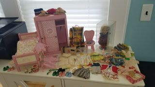 Ginny Doll Vintage 1950s With Furniture,  Clothing And Accessories
