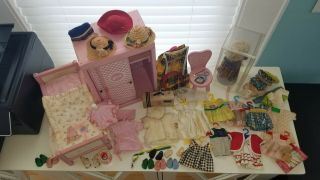 Ginny doll vintage 1950s with furniture,  clothing and accessories 2