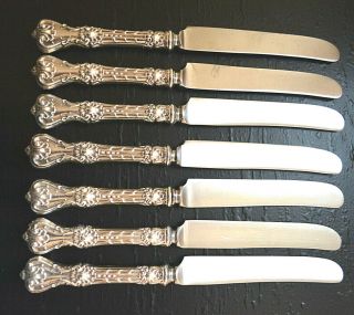 7 Whiting King Edward Sterling Silver Dinner Knives 1901 8 5/8 "
