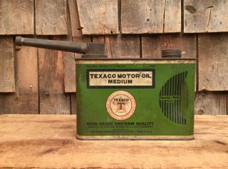 Rare Vintage Texaco Motor Oil Handy Grip 1/2 Gal Tin Can Advertising Sign Dealer