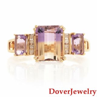 Estate Diamond Ametrine Citrine Amethyst 14k Yellow Gold Ring Nr