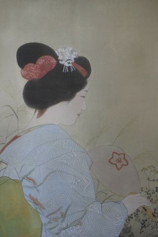 A00g3 Gorgeous Kimono Beauty Japanese Hanging Scroll