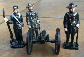 Cast Iron Civil War Figures And Canon Set Of 4,  Over 40 Years Old