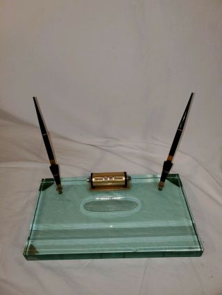 Vintage Omas Extra Fountain Pen Desk Set Glass Base