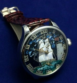 Luxury Vintage Watch ULYSSE NARDIN Art Work Dial Mechanical Men ' s Wristwatch 4