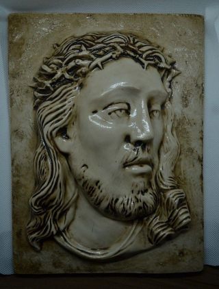 Anthropomorphic Face Christ Made Of Marble Dust Handmade Very Rare