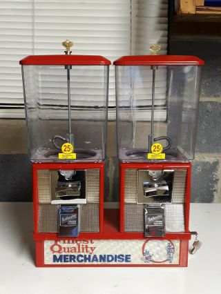 Vintage Northwestern Gumball/toy Twin Machines,  On A Really Unique Base.
