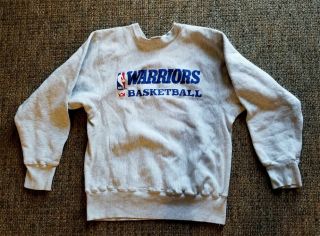 Rare Vintage Mac Gregor Warriors Basketball Reverse Weave Sweatshirt Mens Small