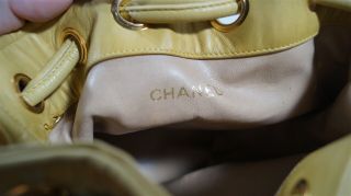 RARE Authentic Vintage CHANEL Yellow Silk Brocade Lambskin Floral Bucket Bag 11