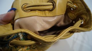 RARE Authentic Vintage CHANEL Yellow Silk Brocade Lambskin Floral Bucket Bag 12