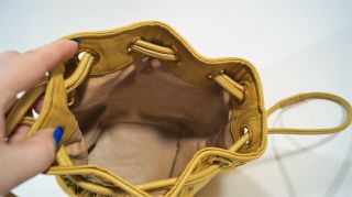 RARE Authentic Vintage CHANEL Yellow Silk Brocade Lambskin Floral Bucket Bag 7