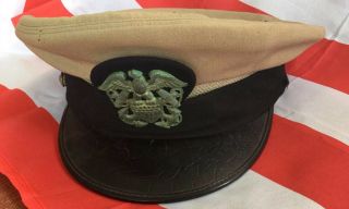 Rare Vintage Military Us Army Navy Wwii Hat.  Estate Find.