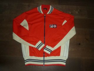 Vintage Og Us44 Lxl Fila Bj Borg Chinese Red Settanta Tracksuit Top 80s Casuals