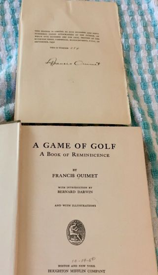 Signed Rare Books A Game Of Golf By Francis Ouimet (384) And 6