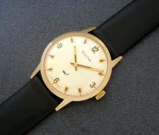 Mens 1971 Bulova SEA KING 10K Yellow RGP 17j Vintage WHALE Swiss Made Watch 2