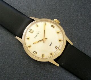Mens 1971 Bulova SEA KING 10K Yellow RGP 17j Vintage WHALE Swiss Made Watch 8