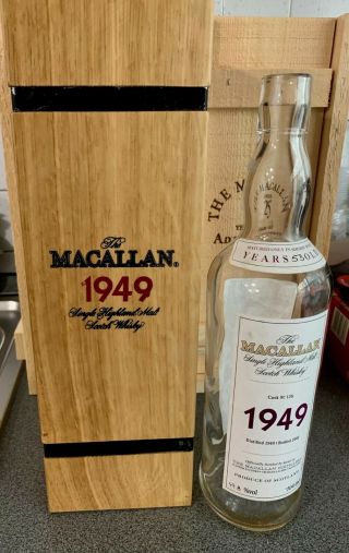 Macallan Vintage 1949 Year 53 Old Empty Bottle,  Box