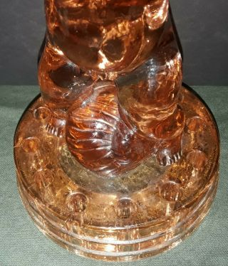 CAMBRIDGE GLASS PEACH PINK FLOWER FROG Melon Boy vintage Rare stunning piece 3