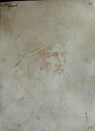 Rare Old Italian Master Drawing Portrait Of A Bearded Man