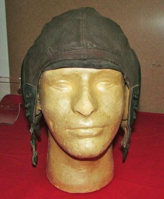 Wwii Us Army Ac Leather Flight Helmet Type A - 11 Size Small