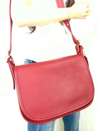 COACH Vintage Red Leather Patricia Legacy Flap Messenger Crossbody 9951 3