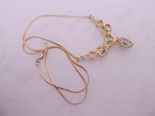 Fine 9ct/9k gold diamond & emerald pendant necklace,  375 3