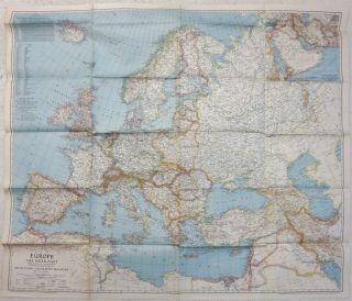 1943 Dated Ww2 Vintage Map Of Europe & The Near East