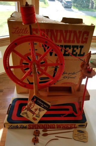 Vintage Remco Little Red Spinning Wheel Toy 1960 