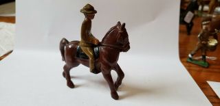 Vintage Grey Iron Cast Iron Officer Mounted On Horse G34 Barclay Manoil