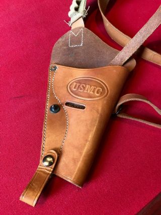 RARE WWII USMC Boyt 1944 Leather Shoulder Holster Victory 38 Special 4