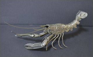 Large Fine Marked Spanish Solid Silver Articulated Crayfish Lobster Figurine