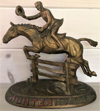Vintage Hunter Whiskey First Over The Bar Horse Rider Advertising Figure Statue