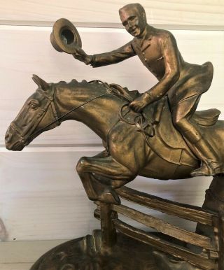 VINTAGE HUNTER WHISKEY FIRST OVER THE BAR HORSE RIDER ADVERTISING FIGURE STATUE 5