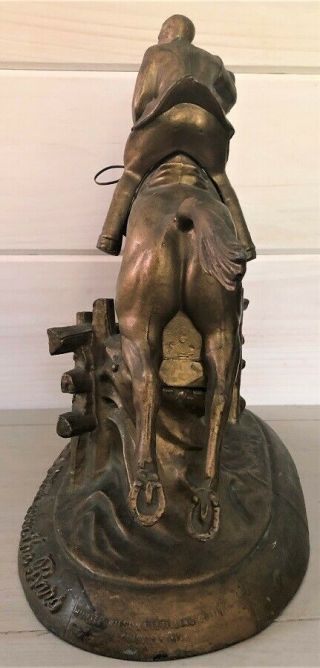 VINTAGE HUNTER WHISKEY FIRST OVER THE BAR HORSE RIDER ADVERTISING FIGURE STATUE 8