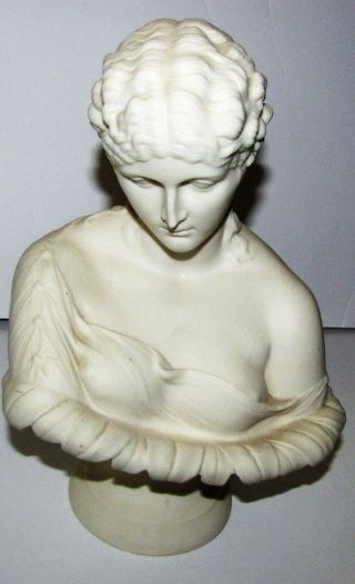 Porcelain Bust Of Fancy Woman On Preclean Base Very Artsy Famous Lady Bust