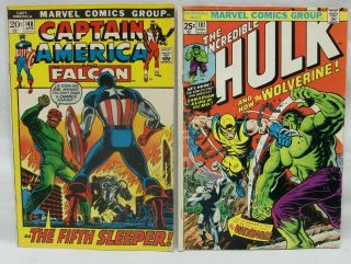 2 Vintage Marvel Comic Books: Captain America 148 4/72 & Incred Hulk 181 11/74