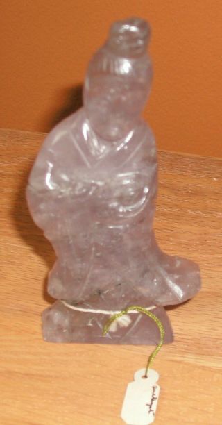 Antique Chinese Hand Carved Amethyst Buddha Figurine 4 " Nos