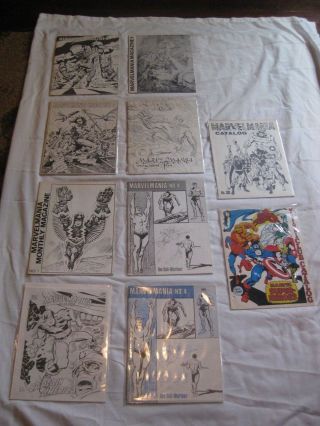 Complete Set Of 10 Marvelmania Magazines: 1; 1 - 6,  Rare Blue 4,  Catalogs 1 - 2