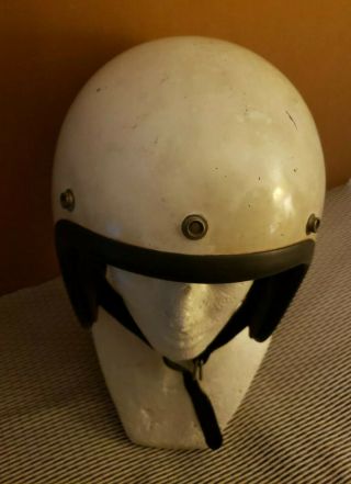 VINTAGE BELL RT TOPTEX HELMET MOTORCYCLE WHITE SIZE 7 1960 ' s 2