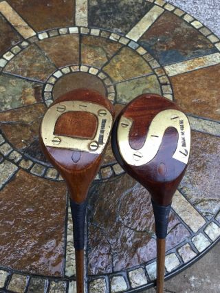 W.  M Gibson Patent Driver & Spoon Vintage Danga Wood Golf Clubs Like Hickory