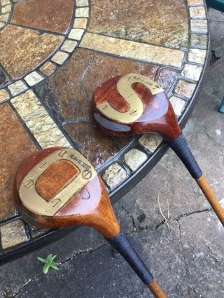 W.  M Gibson Patent Driver & Spoon Vintage Danga Wood golf clubs Like Hickory 7